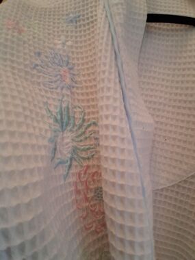 White Baby Robe Jasmine | Intimates & Sleepwear | Jasmine White Waffle Robe With Pastel ...
